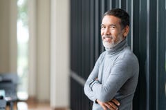 Portrait attractive mature asian man retired with stylish short beard smiling at coffee shop outdoor. stock photography Portrait attractive mature asian man retired with stylish short beard smiling at coffee shop outdoor. stock photography