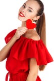 Portrait of beautiful girl with red heart stock images Portrait of beautiful girl with red heart stock images