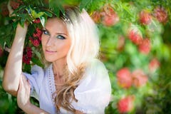 Portrait of a beautiful sensual and blonde girl on the back stock image Portrait of a beautiful sensual and blonde girl on the back stock image