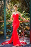 Portrait of beautiful woman in red dress outdoor Royalty Free Stock Photo Portrait of beautiful woman in red dress outdoor Royalty Free Stock Photo