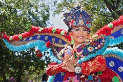 Portrait of beautiful young Balinese woman in ethnic dancer costume Stock Photos Portrait of beautiful young Balinese woman in ethnic dancer costume Stock Photos