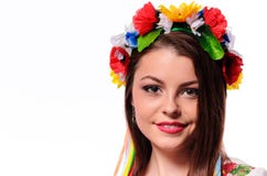 Portrait of beautiful young woman with Christmas wreath. stock images Portrait of beautiful young woman with Christmas wreath. stock images