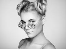 Portrait of beautiful young woman in sunglasses royalty free stock photos Portrait of beautiful young woman in sunglasses royalty free stock photos