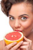 Portrait of beauty woman with grapefruit royalty free stock image Portrait of beauty woman with grapefruit royalty free stock image