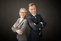 Portrait of business man and woman stock image Portrait of business man and woman stock image