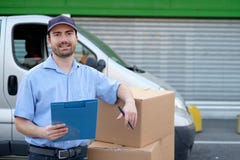 Portrait of confidence express courier stock photos Portrait of confidence express courier stock photos