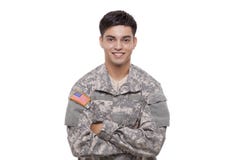 Portrait of a confident young American soldier with arms crossed Royalty Free Stock Image Portrait of a confident young American soldier with arms crossed Royalty Free Stock Image
