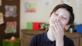 Portrait of a cute little boy laughing looking at the camera stock video Portrait of a cute little boy laughing looking at the camera stock video