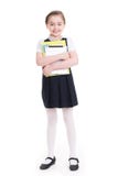 Portrait of a cute little girl standing with tablet. royalty free stock image Portrait of a cute little girl standing with tablet. royalty free stock image