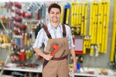 Portrait d'un plombier masculin photo stock Portrait d'un plombier masculin photo stock