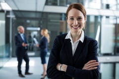 Portrait de femme d'affaires se tenant avec des bras croisés image stock Portrait de femme d'affaires se tenant avec des bras croisés image stock