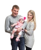 Portrait de jeune famille heureuse avec l'enfant image libre de droits Portrait de jeune famille heureuse avec l'enfant image libre de droits