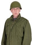 Portrait de soldat militaire d'armée dans l'uniforme de vintage d'isolement photos libres de droits Portrait de soldat militaire d'armée dans l'uniforme de vintage d'isolement photos libres de droits