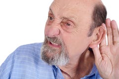 Portrait Of Deaf Old Man Trying To Listen Stock Image - Image of ...