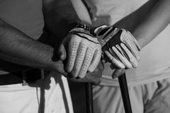 Portrait des couples sur le terrain de golf images libres de droits Portrait des couples sur le terrain de golf images libres de droits