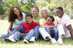 Portrait Of Extended Family Group In Park royalty free stock images Portrait Of Extended Family Group In Park royalty free stock images