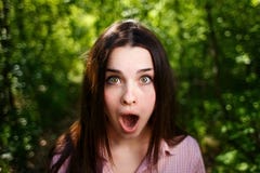 Portrait of extremely surprised,stunned woman with emotive open royalty free stock images Portrait of extremely surprised,stunned woman with emotive open royalty free stock images