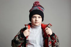 Portrait of Fashionable Boy in winter outerwear royalty free stock photo Portrait of Fashionable Boy in winter outerwear royalty free stock photo