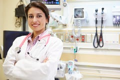 Portrait Of Female Doctor In Emergency Room