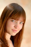 Portrait girl, close-up. Portrait of young, beautiful, smiling girl, color royalty free stock images Portrait girl, close-up. Portrait of young, beautiful, smiling girl, color royalty free stock images