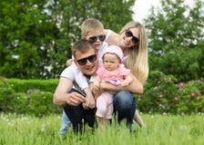 Portrait Of Happy Family In Garden stock images Portrait Of Happy Family In Garden stock images