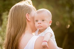 Portrait of happy loving mother and her baby royalty free stock image Portrait of happy loving mother and her baby royalty free stock image