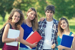 Portrait Happy Young Students In Park Stock Photography Portrait Happy Young Students In Park Stock Photography
