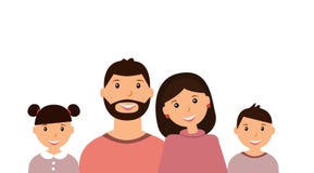 Portrait heureux de famille : parents et enfants sur le fond blanc illustration stock Portrait heureux de famille : parents et enfants sur le fond blanc illustration stock