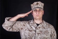 Portrait of marine saluting and looking at camera royalty free stock photography Portrait of marine saluting and looking at camera royalty free stock photography