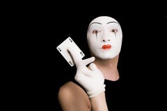 Portrait of mime with playing cards Stock Photography Portrait of mime with playing cards Stock Photography