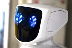 Portrait of modern humanoid robot. cybernetic organism royalty free stock images Portrait of modern humanoid robot. cybernetic organism royalty free stock images