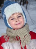 Portrait Of A Boy In Winter Clothing Stock Image