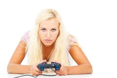 Portrait Of A Girl Playing A Video Game Stock Images Portrait Of A Girl Playing A Video Game Stock Images