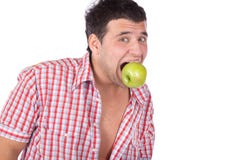 Portrait Of A Man With An Apple Royalty Free Stock Image