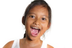 Portrait Of Beautiful Happy And Excited Mixed Ethnicity Female Child Smiling Cheerful The Young Girl Having Fun In Kid Happiness Stock Photos