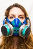 Portrait Of Beautiful Young Woman With Gas Mask Stock Photography