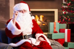 Portrait Of Santa Claus By Fireplace Royalty Free Stock Photography Portrait Of Santa Claus By Fireplace Royalty Free Stock Photography