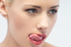 Portrait Of Sexual Beautiful Blonde With Lips Royalty Free Stock Images