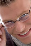 Portrait Of Smiling Young Male Wearing Eyewear Stock Photos