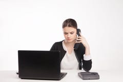 Portrait Of Worried Businesswoman Talking On The Royalty Free Stock Photo Portrait Of Worried Businesswoman Talking On The Royalty Free Stock Photo