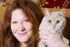 Portrait Old Woman And Cat Stock Photography Portrait Old Woman And Cat Stock Photography