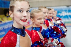 Portrait of participant of cheerleaders girl team