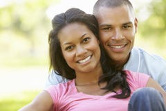 Portrait Of Romantic Young African American Couple In Park Stock Photo Portrait Of Romantic Young African American Couple In Park Stock Photo