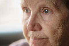 Portrait of senior woman in living room stock photos Portrait of senior woman in living room stock photos