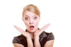 Portrait of surprised businesswoman shocked woman Royalty Free Stock Photos Portrait of surprised businesswoman shocked woman Royalty Free Stock Photos