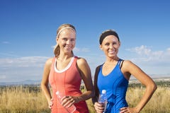 Portrait of Two women after a workout royalty free stock photography Portrait of Two women after a workout royalty free stock photography