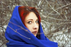 Portrait of a woman in a cold winter. stock photography Portrait of a woman in a cold winter. stock photography