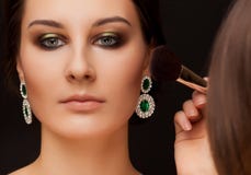 Portrait of woman with make-up and make-up artist royalty free stock photos Portrait of woman with make-up and make-up artist royalty free stock photos