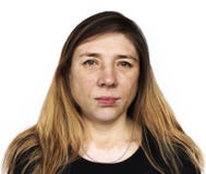 Portrait woman staring face on white background. Royalty Free Stock Photography Portrait woman staring face on white background. Royalty Free Stock Photography