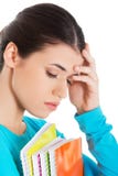Portrait of worried woman holding her notes royalty free stock photo Portrait of worried woman holding her notes royalty free stock photo